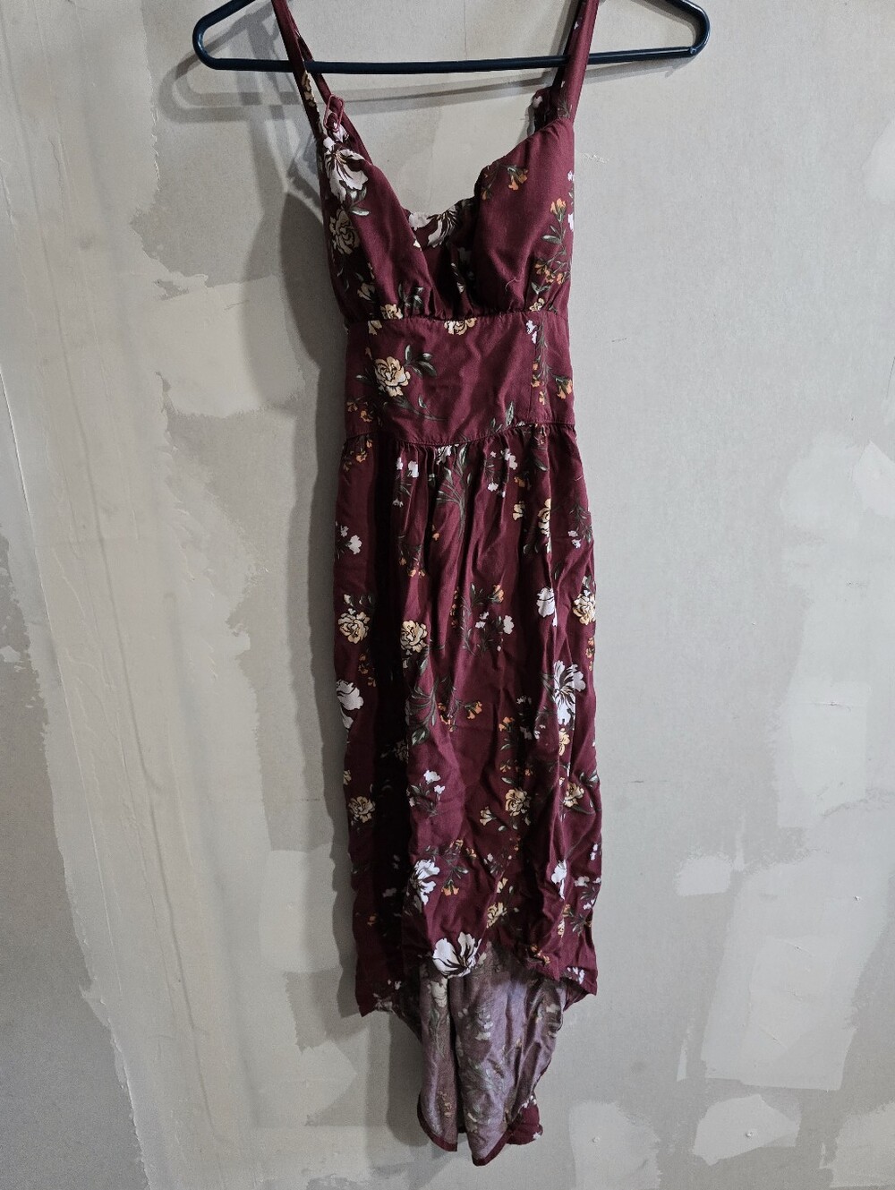 Time and True Maroon Floral Hi-Low Dress Smocked 3-5